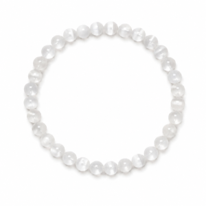 Bracelet en Sélénite Blanche — Perles de 6 mm