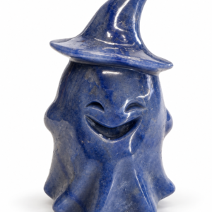 Fantôme en Quartz Bleu avec Chapeau de Sorcière
