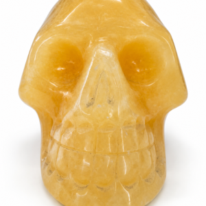 Crâne en calcite jaune naturelle