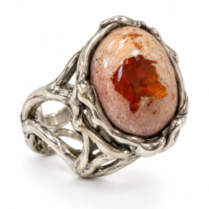 Bague en Opale de Feu sur Matrice
