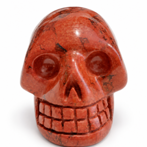 Crâne en jaspe rouge — sculpture en pierre naturelle