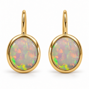 Boucles d’oreilles en opale et argent plaqué or