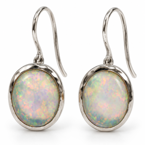 Boucles d’oreilles en opale ovale et argent