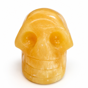 Crâne en calcite jaune naturelle